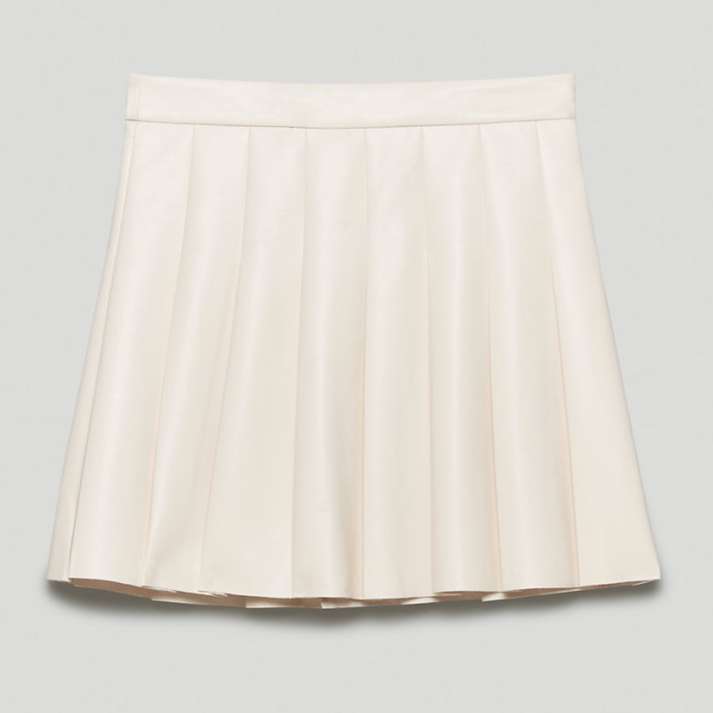 Sunday Best Olive Skirt Pleated Vegan Leather